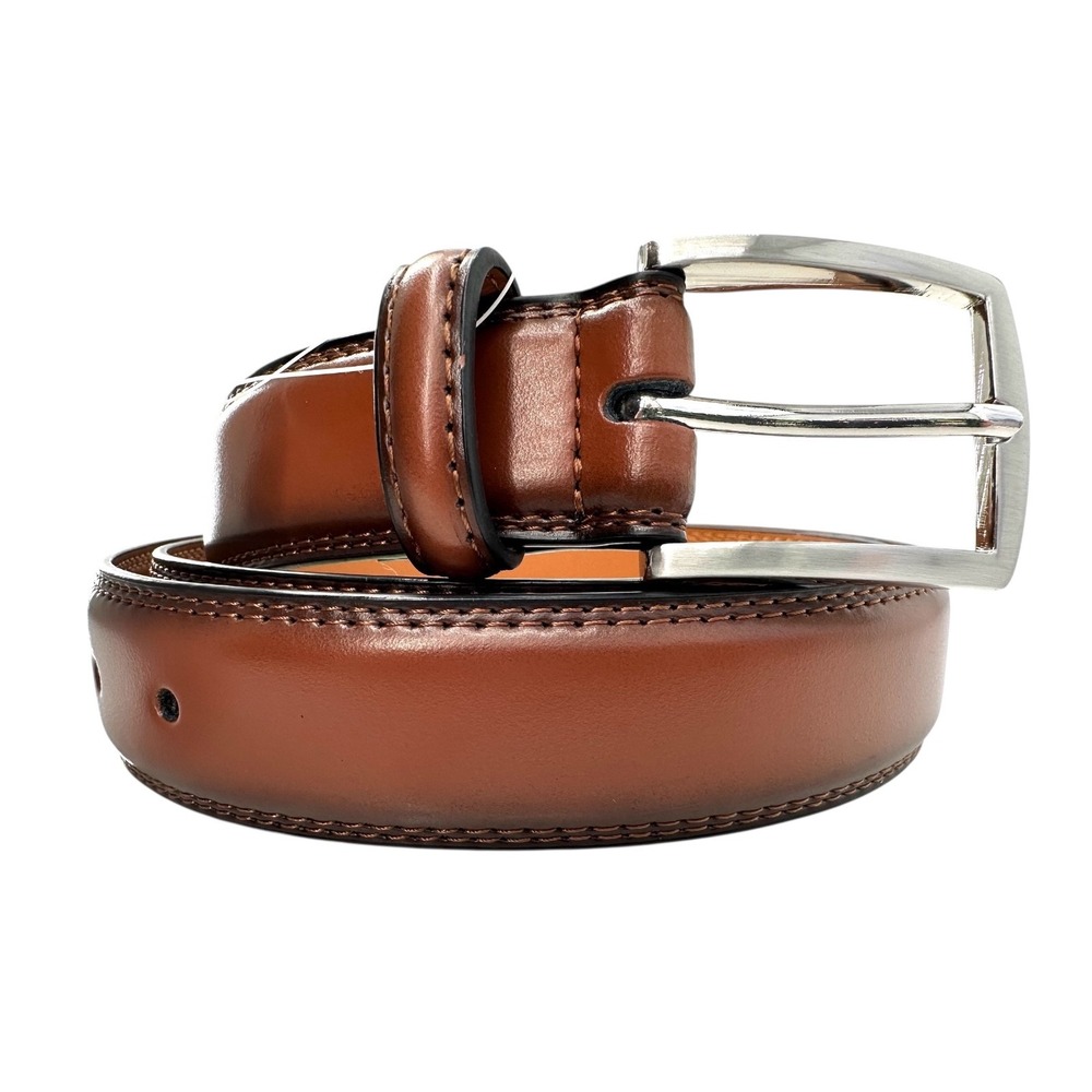 BuckleCraft Brown Genuine Leather Belt Stainless Steel Buckle Men's Size 34‎ NWT - Picture 3 of 6